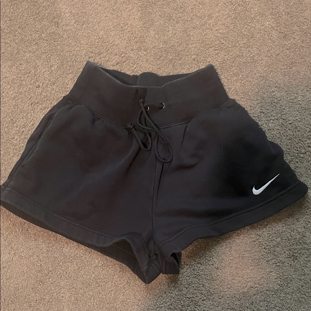 Nike Women's Black Athletic Shorts with White Logo